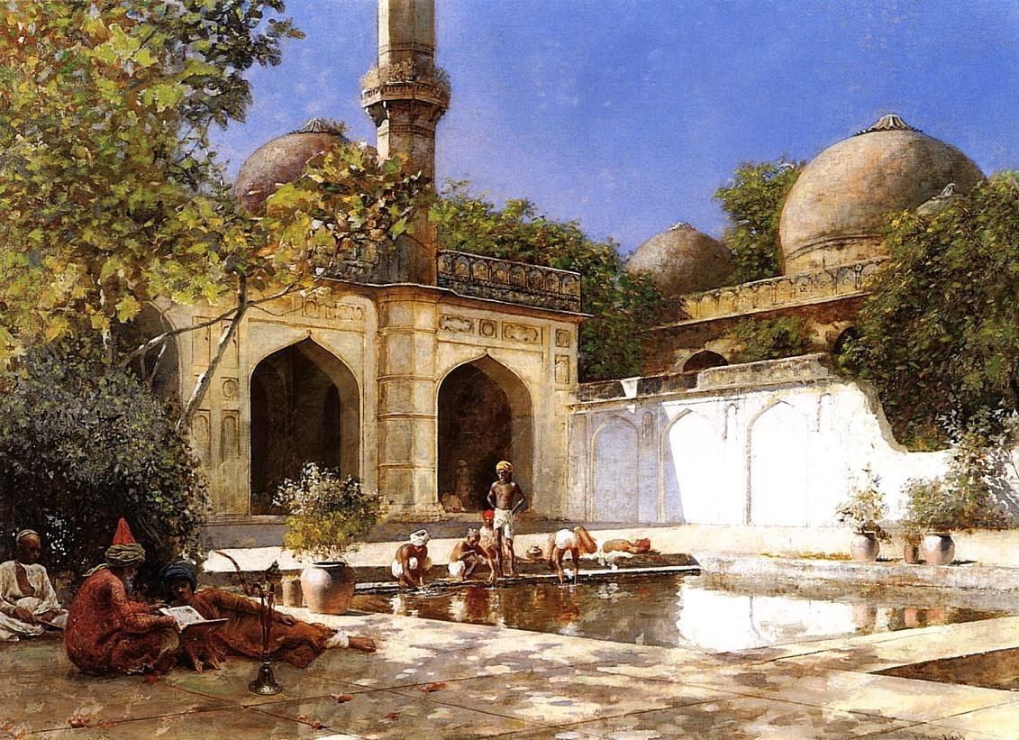 Edwin Lord Weeks Figures in the Courtyard of a Mosque